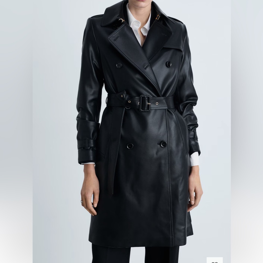 Mango Black Belted Women's Trench Coat